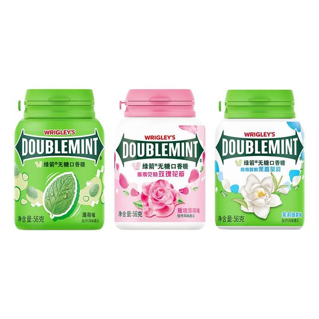 绿箭 WRIGLEY’S DOUBLEMINT 绿箭 原味薄荷无糖口香糖 56g*3瓶