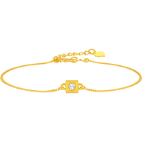 潮宏基小方糖5G黄金手链金钻工艺送女友生日礼物计价 约