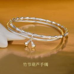 银千惠 YINCHIE 9999纯银手镯女时尚竹节葫芦百搭国风足银手镯镯子生日礼物
