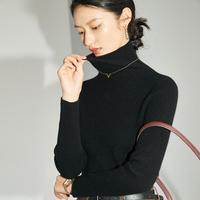 PALUOPO 帕罗 秋冬高领坑条纹修身打底毛衣羊绒衫女