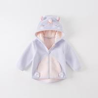 戴维贝拉 儿童抓绒外套春秋男童外衣女童童装卡通连帽