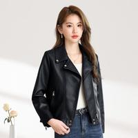 吉芬 JEFEN by FRANKIE 2025秋季潮流机车皮夹克外套女士休闲显瘦上衣气质百搭翻领PU皮衣