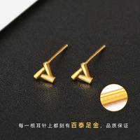 百泰首饰 BATAR JEWELLERY 足金999黄金耳环几何三角黄金养耳棒耳钉耳饰按对卖送女友礼物