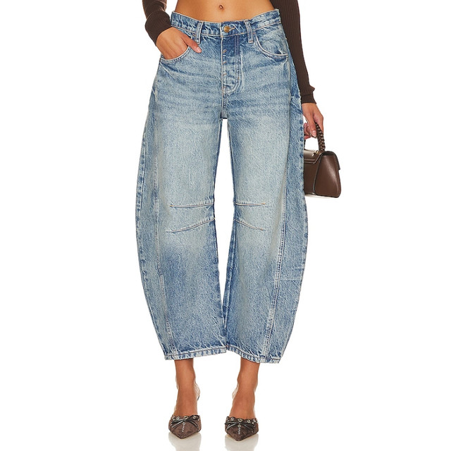 88VIP：free people 牛仔弯刀裤休闲宽松显瘦镰刀裤REVOLVE小众新款