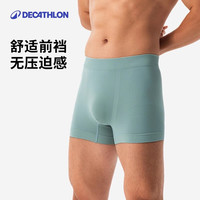迪卡侬内裤男士无缝平角裤快干透气抗菌弹力跑步四角裤男-5582469 牛仔蓝+苍劲绿 XL