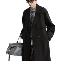 伯爵卓尔免烫抗皱2025秋季过膝长款风衣外套男士商务休闲宽松高端大衣 月夜黑 XL