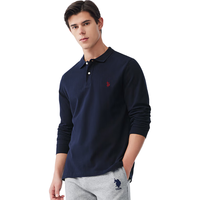 移动端、京东百亿补贴：U.S. POLO ASSN. polo衫男翻领秋季纯棉商务休闲长袖上衣t恤 藏蓝色 XL