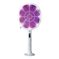 榄菊电蚊拍充电式带底座蚊子拍灭蚊器紫光诱蚊电灭蚊灯灯拍两用 8灯环布数显座冲WPDD05A