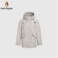 【挺括易打理】暇步士女装雾面高级感连帽风衣秋季收腰休闲外套女 雾白色 XL