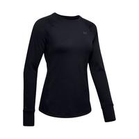 安德玛（UNDERARMOUR）ColdGear女子圆领户外运动长袖T恤1353351 黑色001 XS