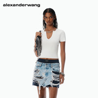 亚历山大 alexd Alexander Wang 亚历山大王 女士铭牌V领短袖T恤 1KC3251062