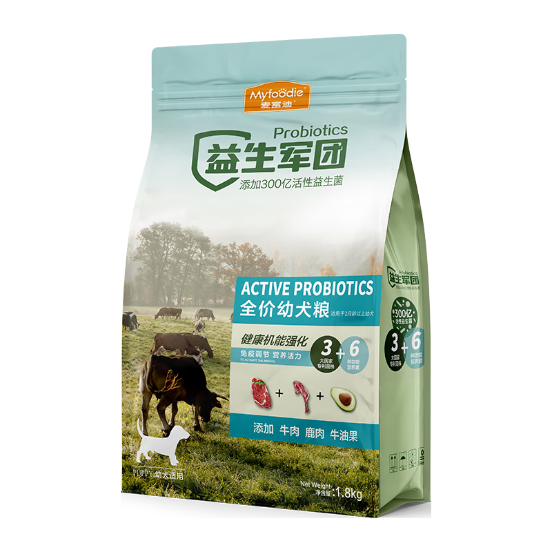 麦富迪 益生菌狗粮 益生军团全价天然粮 成犬粮1.8kg