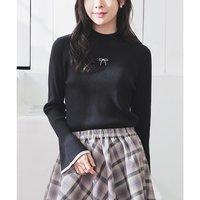 Honeys 女装 高领修身针织衫 花瓣袖设计配色条纹 5952747721066