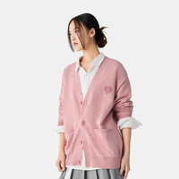 GAP男女装2025春季新款爱心刺绣logo大口袋V领针织开衫上衣723158 粉色