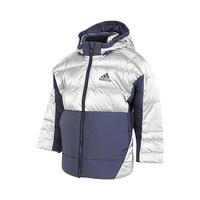 adidas 阿迪达斯 男大童亮面连帽羽绒服保暖儿童外套童装男童防风冬装