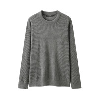 会员专享：gxgjeans 25年冬新品 美式坑条肌理基础打底圆领毛衣针织衫 灰绿色