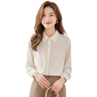 罗蒙女士时尚职业长袖衬衫2025秋季简约气质通勤装纯色衬衣女