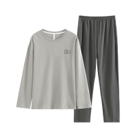 情侣春秋全棉圆领套头大码睡衣家居服套装 L3513男款