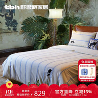 野兽派家居 tbh “都市野兽”黑豹全棉提花床品床单四件套六尺蓝1.8米床 220x240送人礼物