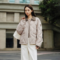 坦博尔柴碧云同款衬衫领羽绒服女短款2025冬季新款简约休闲时尚保暖外套 黑色 S