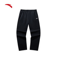 安踏 男裤加绒运动裤男2025秋冬季加绒保暖长裤针织直筒裤男户外休闲裤 基础黑