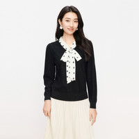Koradior 珂莱蒂尔 春季女通勤法式V领蝴蝶结针织衫 KZ03281W0