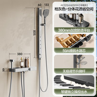 箭牌(ARROW)淋浴花洒套装多功能钢琴按键置物台精铜小户型简易分体式花洒套装 33194 枪灰色【背喷款】