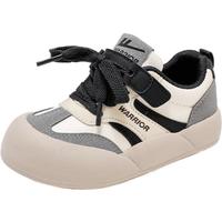 回力童鞋时尚百搭儿童运动鞋2024秋季男女童炫酷面包鞋鞋子 米灰黑 25码 内长约17cm