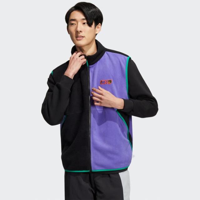 adidas NEO adidas 复古简约舒适百搭 男款拼色背心拉链背心马甲