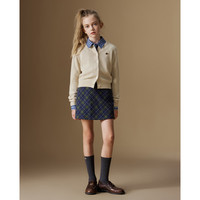 ELLE KIDS童装 羊毛混纺针织开衫女儿童秋季新款经典圆领正肩毛衣 浅杏色 1