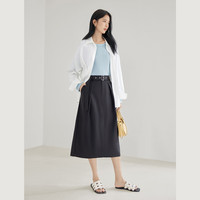 对白简约通勤纯色长袖白衬衫女2025秋新款衬衣高级感气质宽松上衣 月光白