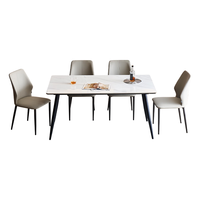 全友家居现代简约风餐桌岩板台面一桌四椅餐吃饭桌椅子长条桌 【岩板】1.4m餐桌+幻影餐椅*4 食品级岩板+三重承托+双层台面+碳钢框架