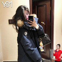 翊尚美羽绒棉服女冬季新款2025年加厚工装派克服小个子可拆卸毛领棉袄女 藏青色 【加厚防水不跑棉】 S 【推荐80-100斤】