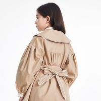 Annil【清仓款】安奈儿女童风衣中长款春秋甜美柔美垂感大翻领防风外套