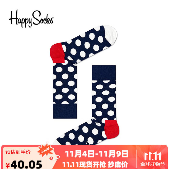 Happy Socks 彩色波点袜子女夏季ins潮网红款外穿百搭棉男士袜子男 经典波点 36-40