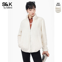 班尼路S&K系列外套女装秋冬季加绒保暖重磅夹克上衣服宽松亲肤抗寒3 杏#纯色 【300G重磅保暖】 XL