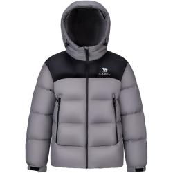 骆驼 火山羽绒服2.0机能版秋冬连帽加绒加厚外套男M15CAEC058 C058 幻影黑/砚墨灰 L