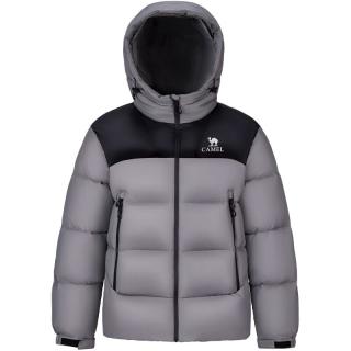 骆驼 火山羽绒服2.0机能版秋冬连帽加绒加厚外套男M15CAEC058 C058 幻影黑/砚墨灰 L