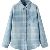 森柔牛仔|森马牛仔衬衫女上衣宽松春季2025格纹衬衣