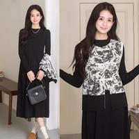 兔妈 TWOMOM 中国风孕妇装2件套秋冬新款连衣裙大码上班族高级遮肚减龄显瘦款