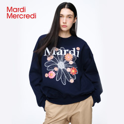 Mardi Mercredi MardiMercredi小雏菊多花字母圆领卫衣纯棉宽松休闲韩系上衣女