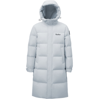 移动端、京东百亿补贴：波司登 25年冬季羽绒服男女同款超长款加厚连帽明星同款外套 黑青色 5978 XL 175/96A