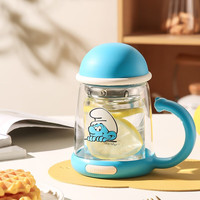 杯具熊（BEDDYBEAR）双层玻璃杯家用男女茶水分离带手柄办公室泡茶杯花茶杯子防烫手 蓝精灵双层玻璃杯320ml
