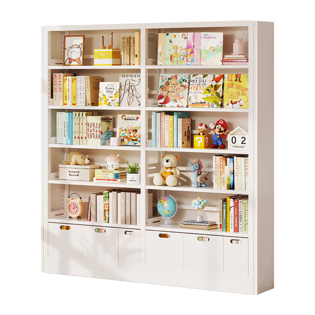 阿格贝贝 图书馆书架钢制家用书柜落地置物架多层客厅卧室补储物架版 版1.8米高1.2米宽白色主架