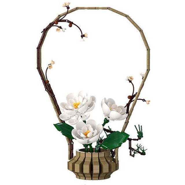 新品发售：咔搭 双鹰积木花中式春夏秋冬花束摆件家居装饰拼装收藏礼物