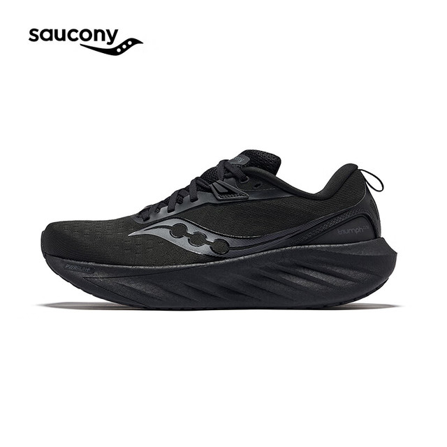 PLUS会员、今日必买：saucony 索康尼 胜利22专业强缓震跑鞋男厚底跑步鞋运动鞋男 黑色 43