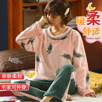 南极人女士睡衣女秋冬套头家居服可外穿套装 l