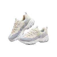 斯凯奇（Skechers）秋季女子黑白拼色老爹鞋休闲高回弹运动鞋蕾丝跑步熊猫鞋149792 白色/长春花色/WPW 37