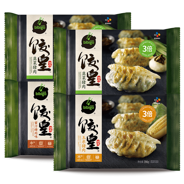 移动端、京东百亿补贴：必品阁 饺皇 390g*4袋 韭菜猪肉*2+蜜汁烤肉*1+玉米猪肉*1
