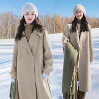 【阿尔巴卡系列】伊芙丽毛呢外套2022秋冬大翻领双面呢子大衣 灰驼色  M 160/84A